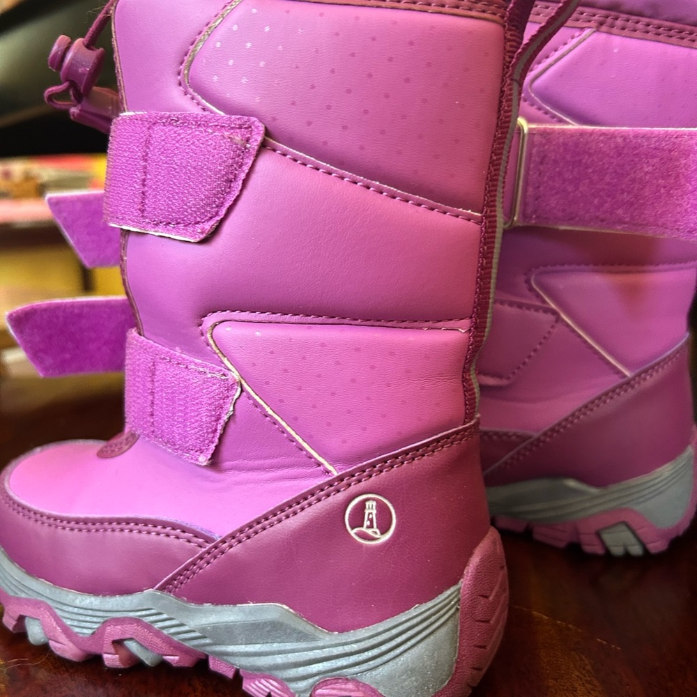 Pink Winter Boots with Velcro Straps